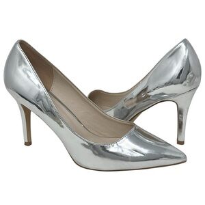 NEW H by Halston Silver Metallic Closed Toe Pumps Formal Dress Heels 8.5
